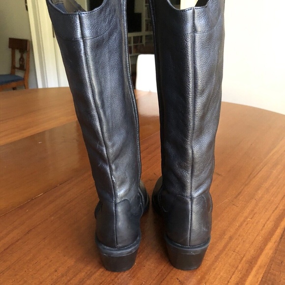 Western Cowboy Pull-On Riding Boots Black Pebbled Leather Women's Sz 8.5 M - Picture 3 of 9